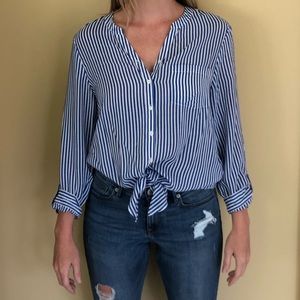 Blue and White striped Joie blouse size S